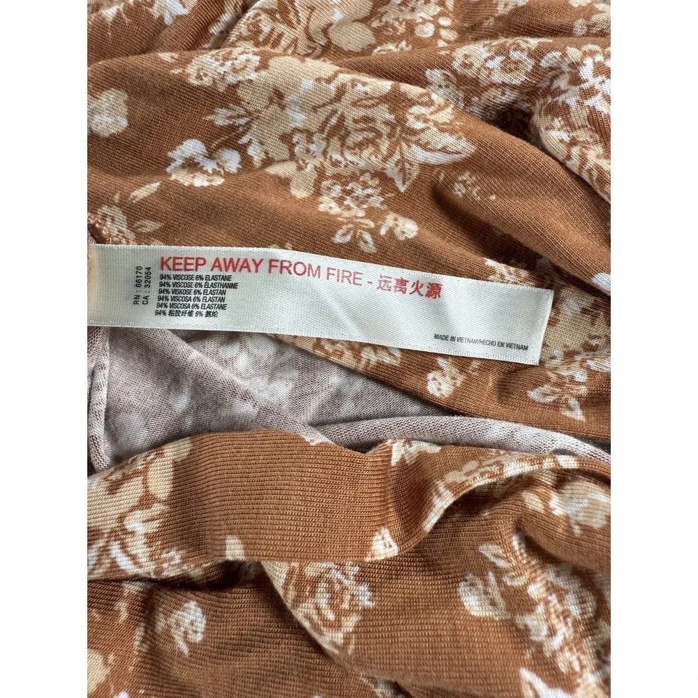 Free People Floral Surplice Wrap Long Sleeve Brown Bodysuit Top‎ Women S